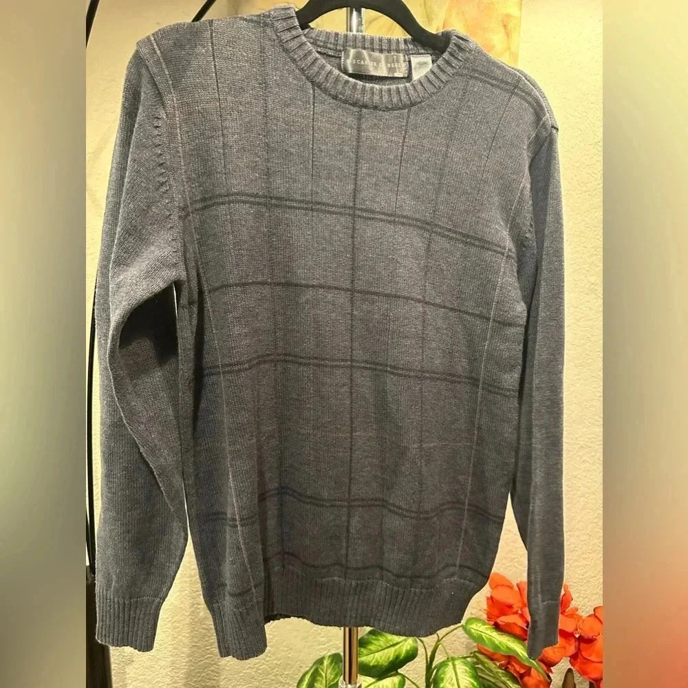 Oscar De La Renta Sweater Gray Blue Long Sleeve size M - Picture 5 of 13